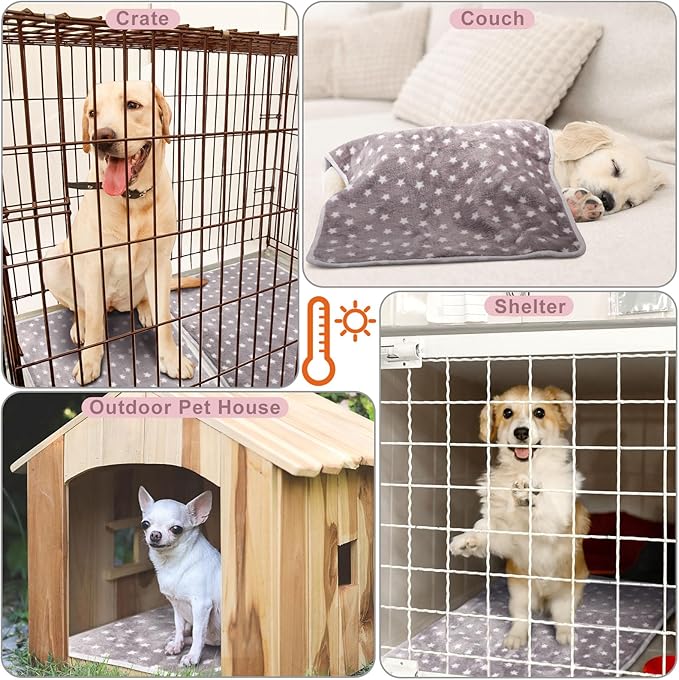 2 Pcs Self Warming Cat Bed Cute Dog Cat Thermal Mat Self Warming Star Cat Mat Pet Heating Pad Cat Blanket for Indoor Outdoor Washable(Small Star,24 x 18)