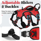 rabbitgoo Escape Proof Dog Harness, Soft Padded Full Body Pet Harness, Reflective Adjustable No Pull Vest with Lift Handle and Leash Clip for Large Dogs Walking Hiking Training, S, Red