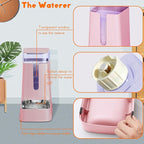 Cat Food Dispenser and Cat Water Dispenser Set with Stainless Steel Bowls Gravity Dog Feeder for Small Medium Big Cat Dog Pet Puppy Kitten, 1 Gallon x 2