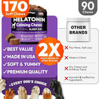 Advanced Melatonin for Dogs - 170 Dog Melatonin Calming Chews for Small and Large Dogs - Natural Hemp Dog Sleep Aid, Puppy Sleeping Pills, Anxiety, Stress, Separation, Barking, Fireworks - Made in USA