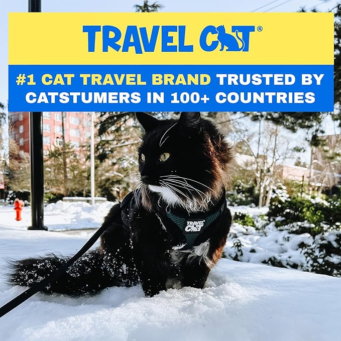 Travel Cat The Emerald Explorer Limited Edition Green Harness and Leash Set - Adjustable Fit Mesh Cat Harness with Reflective Strap - Escape Proof Harness for Cats, Kitten (Emerald, Extra Small)