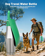 Portable Dog Water Bottle Bowl - 27 oz Travel Water Bowl Dispenser for Dogs, Stainless Steel Leak-Proof, A Must-Have for Outdoor, Camping, Walking, Beach, Hunting and Other Scenes （Green）