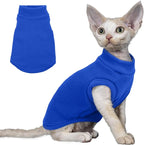 PUMYPOREITY Cat Sweater, Warm Kitten Clothes, Fleece Winter Coat for Hairless Cats, Soft Dog Fleece Vest, Cold Weather Pet Sweater for Dogs and Cats, Dark Blue, S