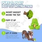 Yeti Dog Chew Puff and Play Interactive Dog Toys, Nuggets Dog Treat Dispenser Teething, Behavior Training for Light to Moderate Chewers, (Green - Yeti)