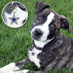 NFL Dallas Cowboys Engraving Pet ID Tags in 32 Team Logo Shapes Personalized Dog Tags and Cat Tags with 3 Lines of Customizable Text for Tracking & Safety. Stainless Steel Pet ID Tracking Tags
