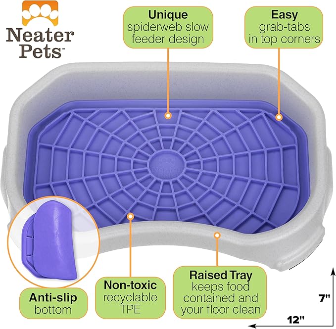 Neater Pets - Neat-LIK Pad with Mess-Proof Tray Keeps Floors Clean - Slow Feeding Pad for Dogs & Cats - Relieves Anxiety & Cures Boredom - Fill Licking Pad with Treats & Food (Purple & Vanilla Bean)