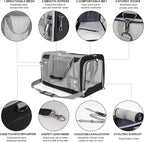 Pet Carrier for Large Cats of 20 Lbs, Collapsible Carrier Bag for Big Cat or 2 Kittens,Soft Sided Puppy Carrier with Sturdy Travel Transport Strap, Adequate Ventilation, 4 Mesh Windows (Black)