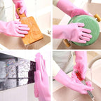 Pet Grooming Gloves，Heat-Resistant Silicone Gloves with High-Density Teeth for Enhanced Massaging and Bathing of Dogs and Cats (Pink, 1 Pair)