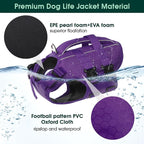 Kuoser Dog Life Jacket High Flotation, Reflective Dogs Life Vest for Swimming Boating, Adjustable Small Medium Large Dog lifejacket, Lightweight Dogs Life Preserver Rescue Handle Spring Summer Pool