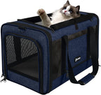 Cat Carrier 18x11x11 United Airline Approved, Top Loader Heavy Duty Softshell Pet Flying Bag 18lbs, Small Dog Chihuahua Crate 5-10 Pounds, Kitty Transport Kennel, Miniature Poodle Case Navy