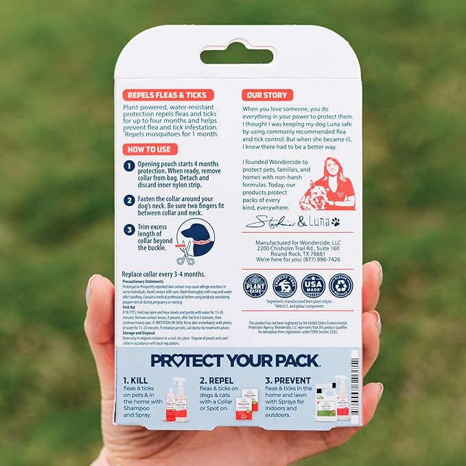 Wondercide Dog Collar - Flea, Tick, and Mosquito Repellent for Dogs - with Natural Essential Oils - Up to 4 Months Protection - Large