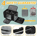 Petskd Pet Carrier 17x11x10.5 Delta American United Airline Approved, Pet Travel Carrier Bag for Small Cats and Dogs, Cat Soft Sided Carrier with Safety Lock Zippers, 5-Sided Breathable Mesh(Black)