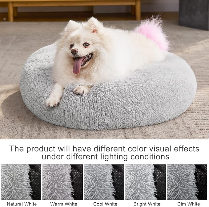 MIXJOY Comfortable Donut Cuddler Round Dog Bed Ultra Soft Washable Dog and Cat Cushion Bed (23'', Grey)