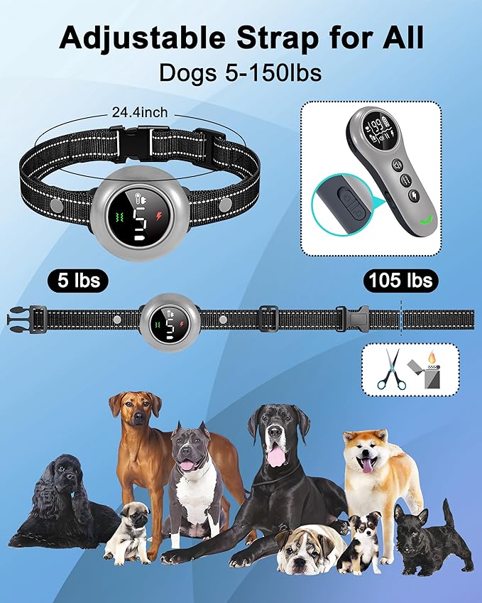 2-in-1 Dog Shock Collar & Dog Bark Collar - Rechargeable Dog Training Collar with Remote Control for 5-150 lbs, Dog Collars 5 Sensitivity Levels, IP67 Waterproof for Large Medium Small Dogs