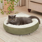 Love's cabin Round Donut Cat and Dog Cushion Bed, 20in Pet Bed For Cats or Small Dogs, Anti-Slip & Water-Resistant Bottom, Super Soft Durable Fabric Pet beds, Washable Luxury Cat & Dog Bed Olive Green