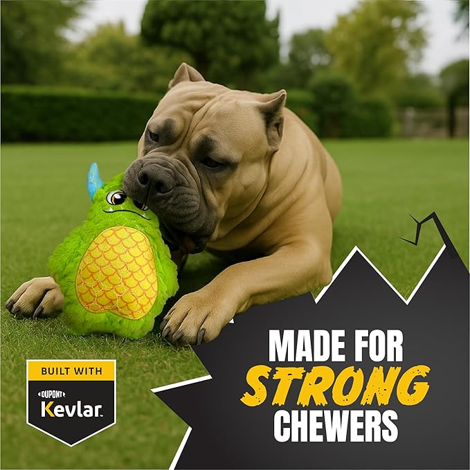 Bite Force Dog Toy - Large Durable & Strong Plush Green Monster Dog Toy, Kevlar-Reinforced for Aggressive Chewers