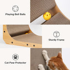 FUKUMARU Cat Scratcher, 32.7 Inch L Shape Cat Scratch Pad Wall Mounted, Cat Scratching Cardboard with Ball Toy for Indoor Cats, Extra Large