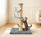 5-Inch Thick Sisal Cat Scratching Post, 36" Tall Cat Scratch Tower with Top Platform and Extra-Stable 20.8×15.9" Base, Durable Cat Scratcher for Indoor Cats, Gray