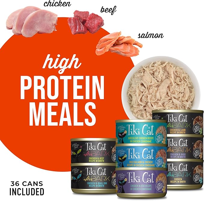 Tiki Cat Chicken Craves Whole Food, Ultimate Variety Pack, 36 Servings of High Protein Meals with Shredded Chicken, Wet Cat Food Mega Pack, 2.8 Ounce Cans (Pack of 36)