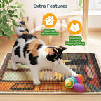 3-in-1 Sisal Cat Scratcher Mat 23.6x15.7 – Durable Scratch Rug for Floor & Wall with Sticker Tape, Protects Couch, Carpet & Furniture, Anti-Slip, Pet-Safe for Indoor/Outdoor Cats, Golden Afterglow