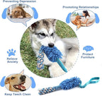 Dog Puppy Toys Dog Squeak Toys Plush Dog Toy with Dog Ropes Knots for Fun and Teeth Cleaning,Tug of War Toys, Puppy Chew Toys, Dog Rope Toys for Training Small, Large Dogs (Blue, Dog Bite Stick Toy)