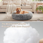 36 inches Donut Dog Bed for Large Dogs - Calming Fluffy Round Pet Bed with Removable & Washable Cover,Fits up to 100 lbs Pets (Dark Grey,Large)