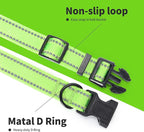 Mile High Life Nylon Night Light Glow Collar, Reflective Light Up Dog Collar, Fluorescent Self-Luminescent Strap for Small Medium Large Dogs (Lime, L Neck15-19")