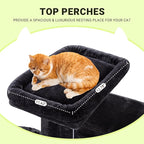 Allewie 64 Inches Cat Tree Tower/Multi-Level Activity Center for Indoor Big Felines/2 Plush Condos/2 Perchs/Basket/House/Sisal Scratching Posts/Hanging Cat Toys/Dark Grey