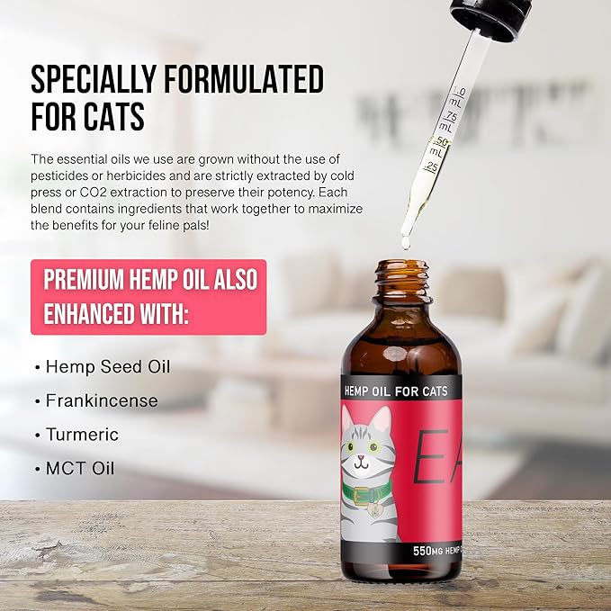 Ease for Cats - Natural Cat Hemp Oil for Mobility & Joint Support - Senior Cat Wellness Drops for Hip & Joint Comfort