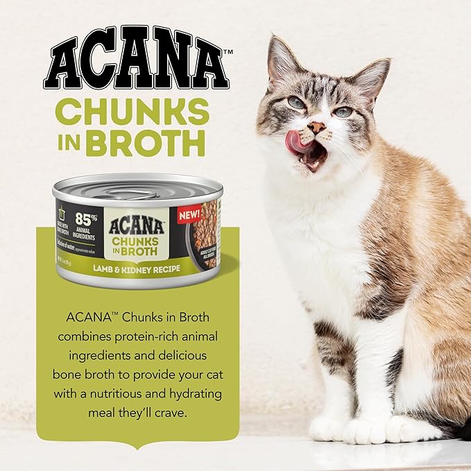 ACANA Chunks in Broth Wet Cat Food Lamb & Kidney Recipe 5.5oz Cans (6 Count)