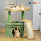 PEQULTI Small Cat Tree Cactus Cat Tower for Large Adult Cats with Wide Top Perch, Private Cat Condo and Sisal Scratching Post&Pad for Indoor Cats, Green