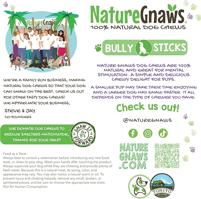 Gnaws Nature Bully Sticks for Dogs 11-12" (1Lb) - Mixed Thickness - Long Lasting for Aggressive Chewers and Large Dogs - Natural Beef Dog Chew Bones