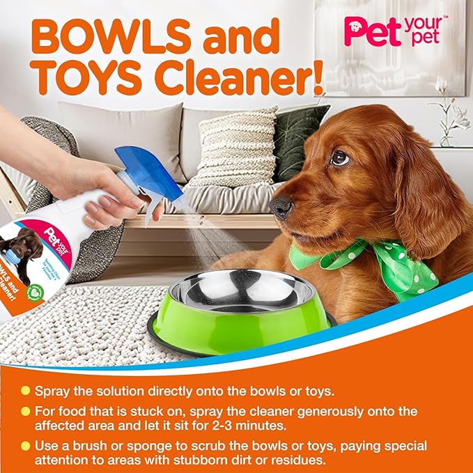Dog Bowls and Toys Cleaner – Cleaning Spray for Pet’s Toys & Bowls with Plant-Derived Ingredients – Multipurpose Spray for Clean Products - Indoor/Outdoor Dog Lovers Essentials