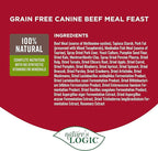 Nature's Logic Grain-Free Dry Dog Food - All-Natural, High Protein, No Synthetic Vitamins/Minerals - Gluten Free - Supports Healthy Digestion - All Breeds & Ages - Beef Meal Feast, 25lbs