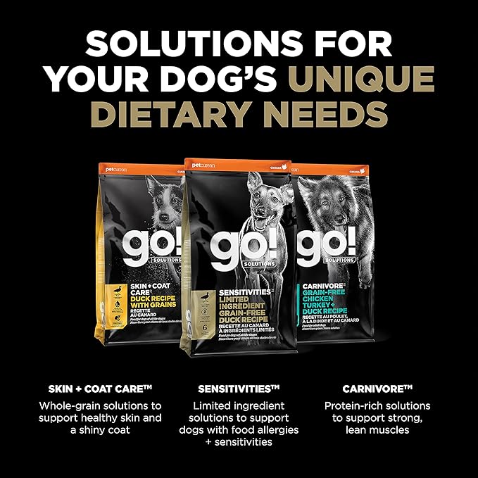 Go! Solutions Sensitivities Limited Ingredients, Grain-Free Dry Dog Food, Duck Recipe for Sensitive Stomach, 12 lb Bag
