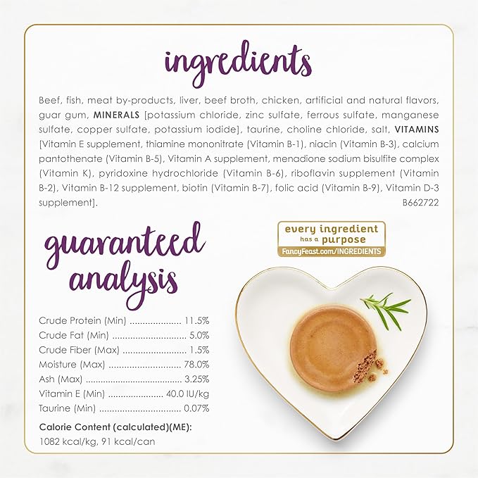 Purina Fancy Feast Senior Wet Cat Food 7 Years Plus Beef Feast Pate - (Pack of 24) 3 oz. Cans