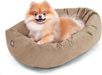 Majestic Pet 24 Inch Suede Calming Dog Bed Washable 24x19x7 (Inch) – Cozy Soft Round Donut Dog Bed with Spine Support for Dogs to Rest Their Head - Pet Bed Small – Stone (2025)