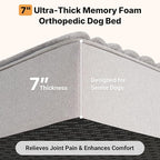 Veehoo Orthopedic Dog Bed for Large Senior Dogs, 7 Inch Thick XL Memory Foam Dog Bed with L Shaped Bolsters, Orthopedic Pet Couch with Waterproof Liner & Removable Washable Cover, 48"x30"x7"