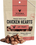 Vital Essentials Chicken Hearts Cat Treats, 1 oz | Freeze-Dried Raw | Single Ingredient | Grain Free, Gluten Free, Filler Free