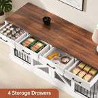 71" Large Dog Crate for 1 or 2 Dogs, Indoor Wooden Dog Cage with Removable Divider & 4 Storage Drawers - Heavy Duty Dog Kennel Furniture, Multi-Functional Pet Crates for Large/Medium Dogs,TV Stand