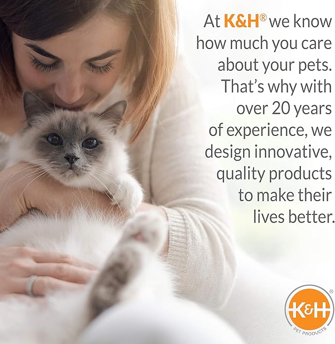 K&H Pet Products Heated Thermo-Kitty Fashion Splash Indoor Cat Bed, Orthopedic Foam Base Heated Bed for Dogs or Cats with Removable Waterproof Heater, Mocha Small 18 Inches Round
