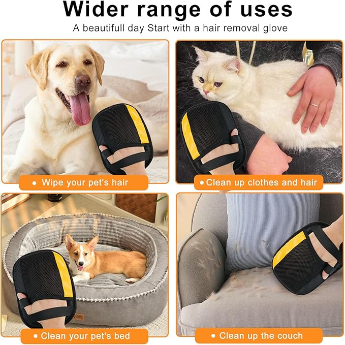 4 Pack Electrostatic Pet Hair Removal Gloves, 2025 New Upgrade Magic Brush Pet Hair Remover Tool, Washable Reusable Cats and Dogs Grooming Gloves for Laundry, Couch, Car Seat, Furniture