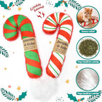 2 Pack Natural Interactive Catnip Cat Kicker Toys, Bite Resistant Chew Toy, Accessories for Indoor Cat, Christmas Candy Cane