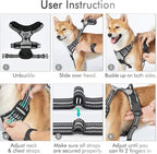 rabbitgoo Dog Harness No Pull with 2 Leash Clips, Adjustable Soft Padded, Reflective Oxford No Choke Pet Vest with Easy Control Handle for Large Dogs, Grey, XL