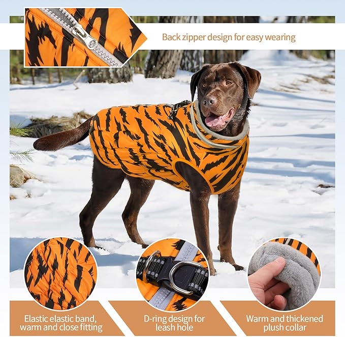 Dog Jackets for Medium Dogs,Medium Dog Coat,Warm Pet Winter Coat Zip Up Back,Waterproof Dogs Jacket with D-Ring,Pet Cold Weather Coats with Fleece Lined, Snowsuit Pug Boston Terrier,M