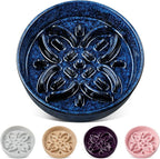 vancasso Ceramic Slow Feeder Dog Bowls, Puzzle Dog Food Bowls with Floral Maze, Anti -Slip Pet Food Dish for Medium Breed, 1.5 Cups, Blue