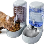 Stainless Steel Automatic Pet Feeder for Small&Medium Pets Automatic Food Feeder and Waterer Stainless Steel Bowls Set 3.8 L, Travel Supply Feeder and Water Dispenser for Dogs Cats Pets Animals