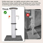 36.5 Inch Cat Scratching Post Heavy Duty Cat Scratch Post Handmade Cotton Rope with Hanging Toys for Ultimate Cat Fun(Grey)