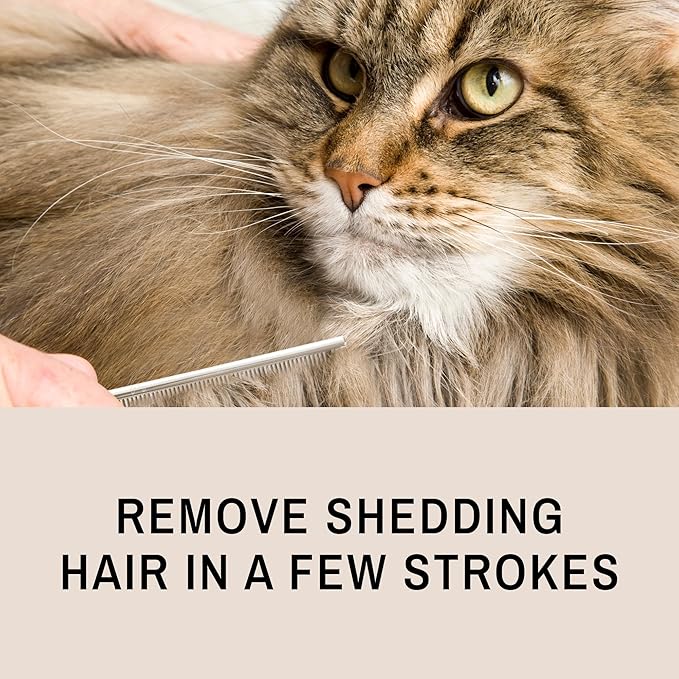 Eye Envy ProGlide Deshedding and Detangling Comb for Long-Haired Cats | Remove Undercoat, Excess Hair, Tangles & Knots | 6" Dual-Tooth Comb with Rounded Pins
