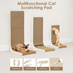 EHEYCIGA Cardboard Cat Scratcher for Indoor Cats, 32 Inch L Shaped Vertical Cat Scratching Board with Ball Cat Toy, Extra Large Cat Scratcher Pad, White